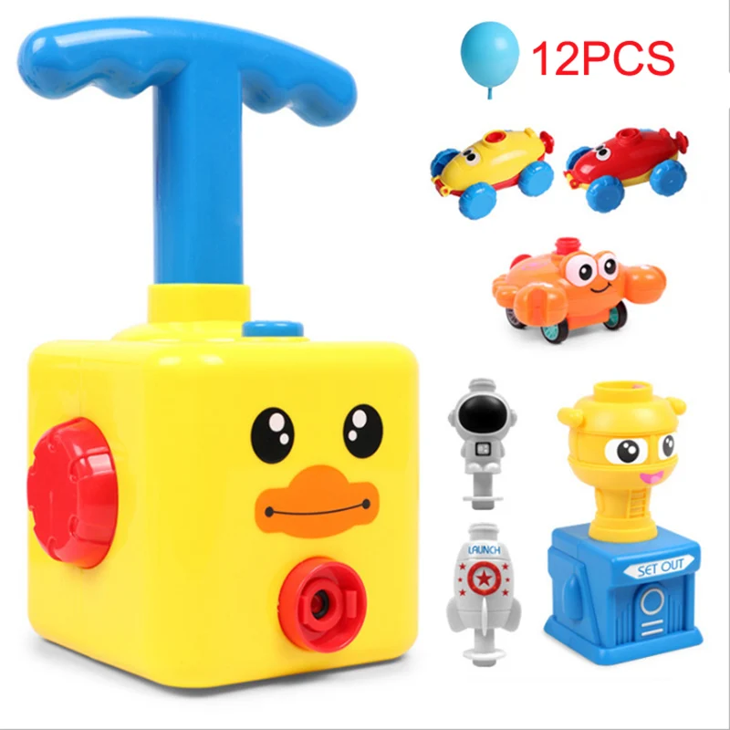 Children Air Inertial Power Balloon Car ToysTower Rocket Launcher Duck Frog Model Education Science Experiment Toy For Boy Gifts