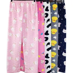 Inverno bonito dos desenhos animados pijamas calças de flanela quente casa calças macias e fofas calças de pelúcia soltas e confortáveis calças de pijama femininas