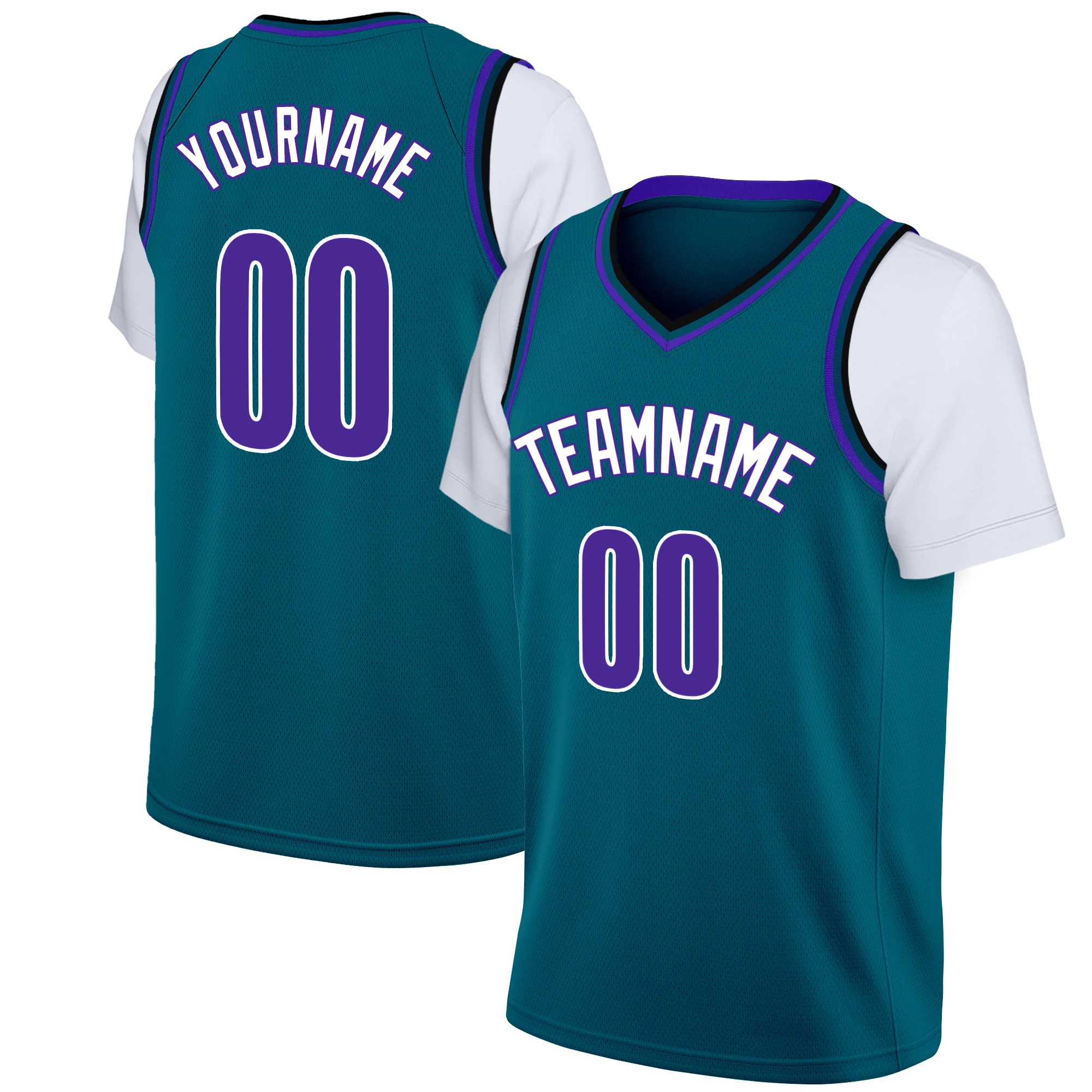 Custom Fake Sleeve Basketabll Jersey Full Sublimation Team Name Number Design Your Own Sportswear for Adults