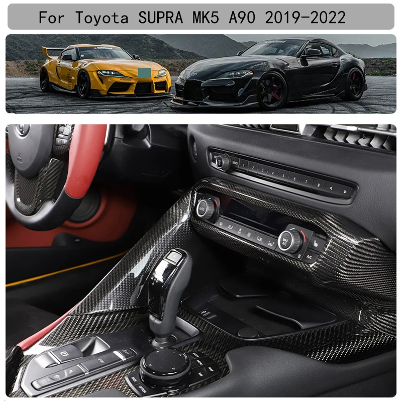 For Toyota SUPRA MK5 A90 real carbon fiber body door center console control panel internal and external stickers auto parts