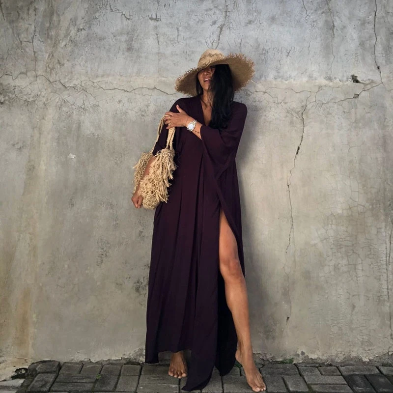 Klein Blue Kaftan Oversized Pure Colore Maxi-Dress Avant-Garde Simple Loose Robe Tunic Minimalism Design Caftan Timeless Dress