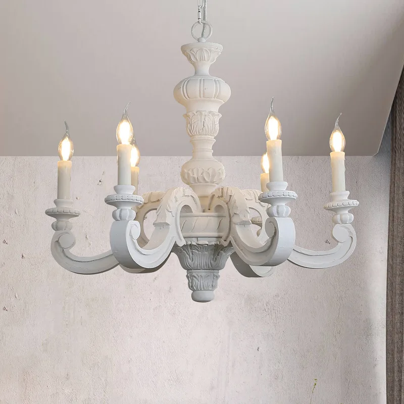 

Pillar wooden chandelier lighting vintage white retro chandeliers for baby room home interior lighting bedroom living room