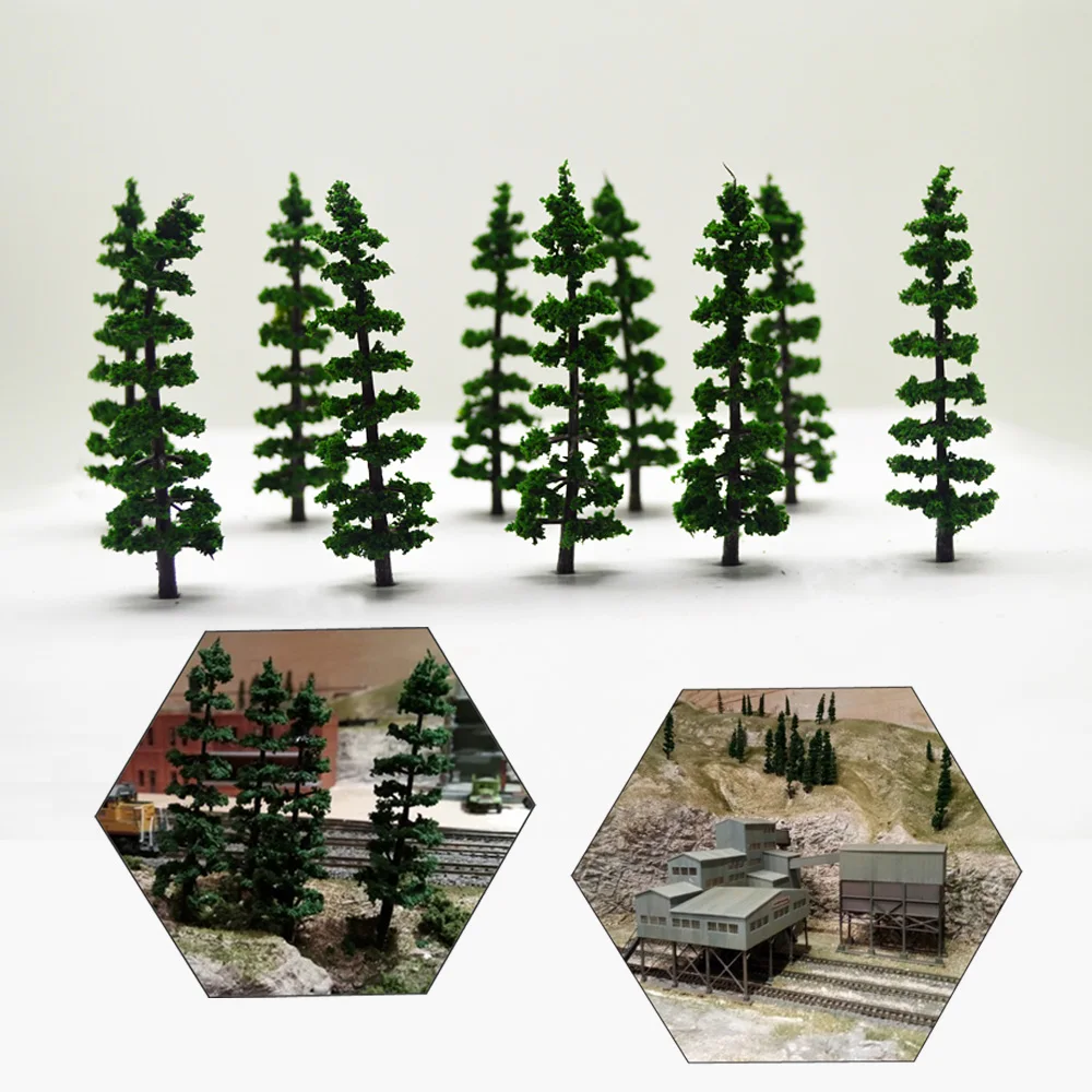 Height 8.5CM Miniature Green Tree Model For HO Railway Diy Building Sand Table Scene Layout Materials Diorama Kits 10Pcs/Lot