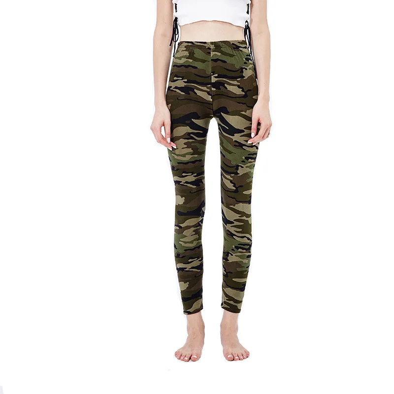 

YGYEEG Fashion Workout Leggings For Women High Waist Push Up Camouflage Printed Female Fitness Pants Casual Graffiti Trousers