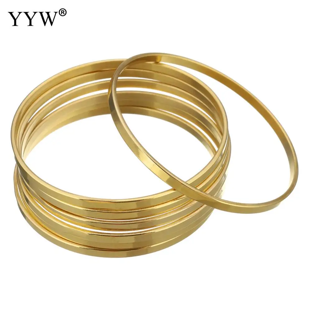 7pcs/Set Stainless Steel Bangle For Woman Gold/Rose Gold/Silver Color Sold By Set Party Birthday Jewelry 3mm Inner Approx 55mm