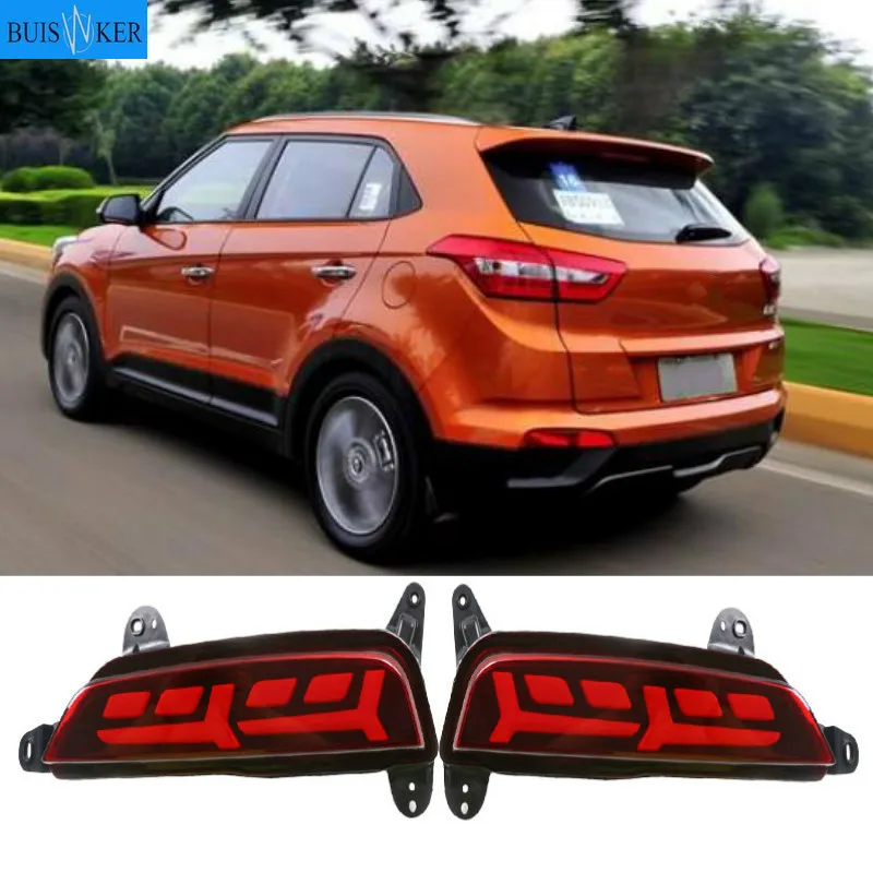 

2PCS Led Reflector driving lights for Hyundai Creta IX25 2014 2015 2016 2017 Brake Lights rear bumper lamp Turning Signal light