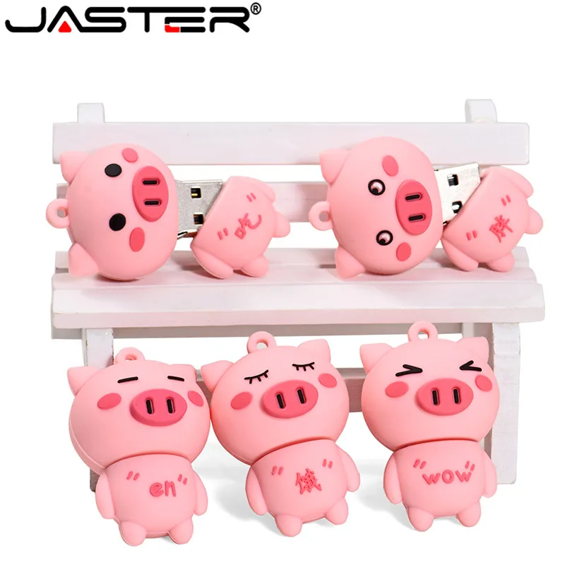 

JASTER USB 2.0 New cute Little pink pig usb flash drive pendrive 4GB 16GB 32GB 64GB memory Stick Pendrives thumb drive gifts