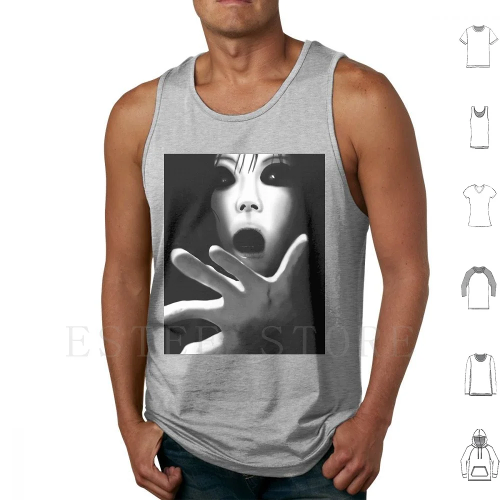 The Grudge Tank Tops Vest Cotton Grudge Movie Black And White Ghoul Ghost