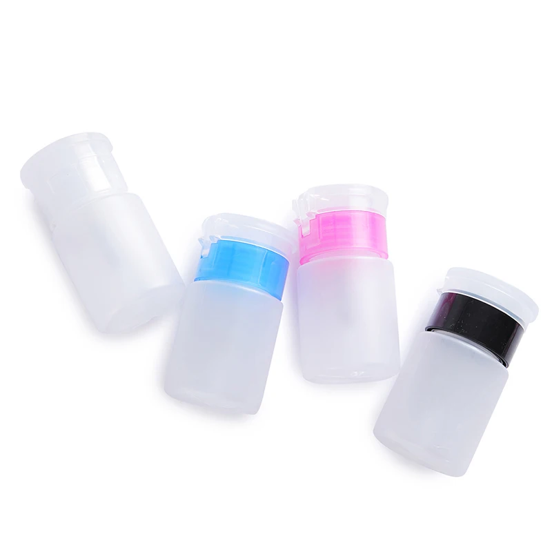 Portable Empty Clear Pump Dispenser Bottle Plastic Nail Polish Remover Cleaner Container 75ml