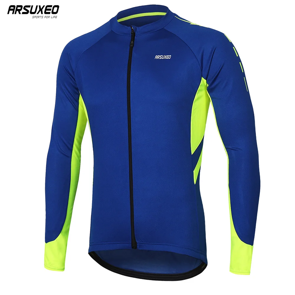 

ARSUXEO Men Long Sleeve Cycling Jersey Quick Dry Bicycle Shirts Full Zipper Mountain Bike Jerseys MTB Clothing Sports Tops 6030