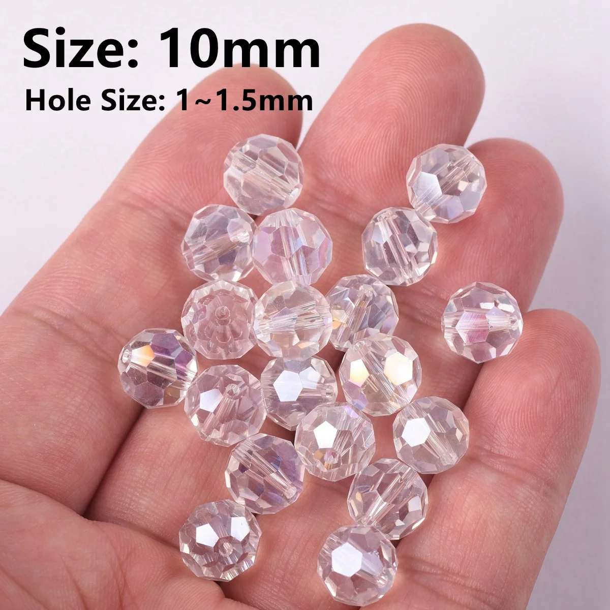 Clear Crystal Glass Faceted 10mm 12mm Round 32 Facets Loose Crafts Beads for Jewelry Making DIY