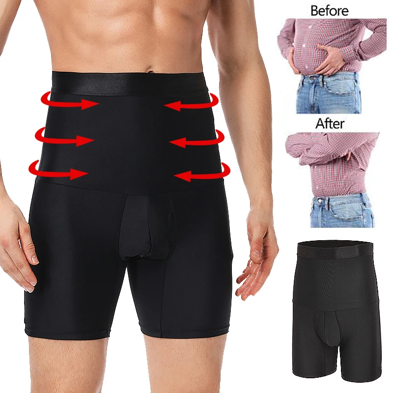 Moldeador de cuerpo para hombre, pantalones cortos de compresión de Control de barriga, ropa moldeadora adelgazante de vientre, bragas reductoras de
