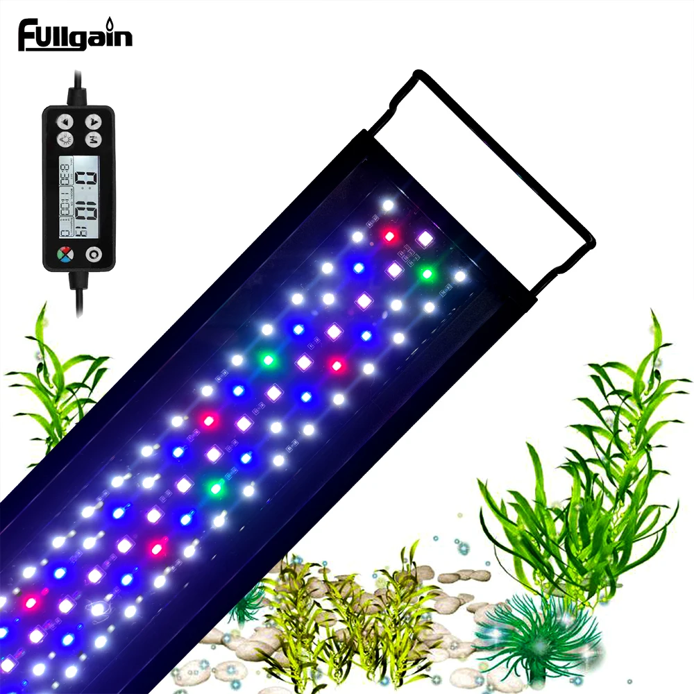 Fullgain 24/7 LCD Aquarium Light Full Spectrum Waterproof  Aluminum Alloy Extendable Aqua LED Bar Lightings  for Plant Growth