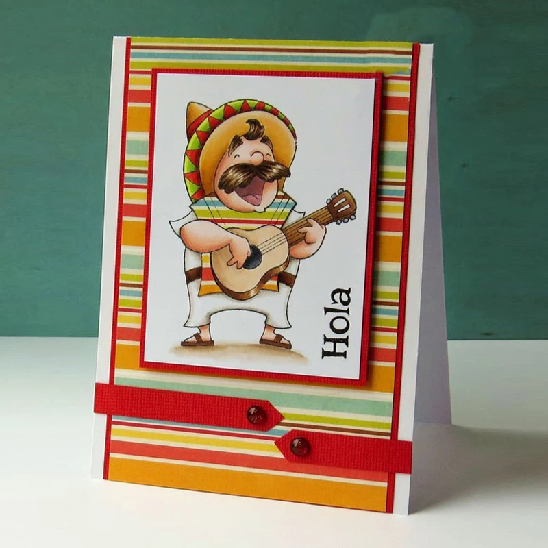 Hola Mi Amigo Clear Stamps For DIY Card Making Singing Cowboy+Spanish Phrases Kids Transparent Silicone Stamp new 2019