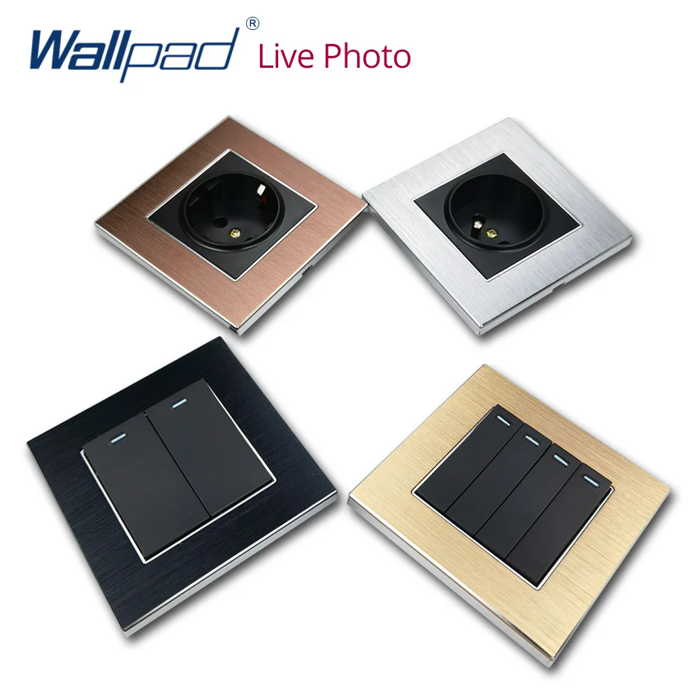1 Gang 1 Way Switch Wallpad Luxury Wall Light Switch Satin Metal Panel On Off Rocker Switch Interrupteur Fluorescent  Indicator
