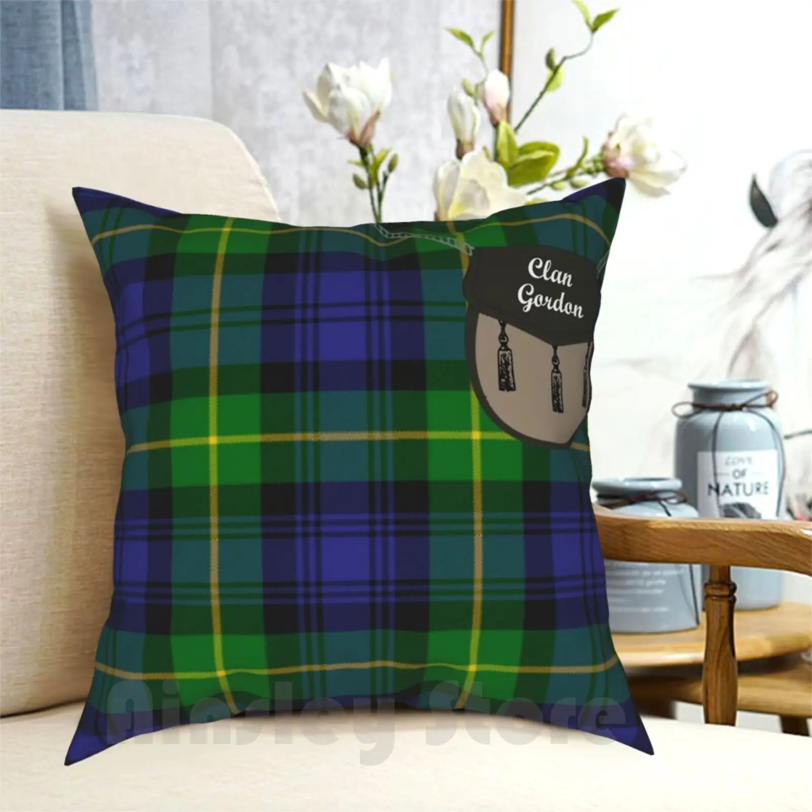 Clan Gordon Surname Last Name Scottish Clan Tartan Badge Crest Pillow Case Printed Home Soft Throw Pillow Gordon