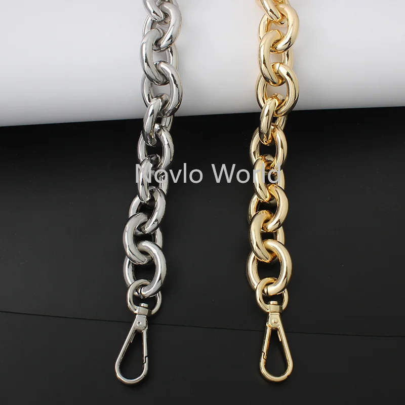 Gold/silver 30-120cm 23mm Oversize Large Thick Chains Light Weight Alumium Women bag cool handbag shoulder strap Carabiner chain