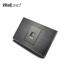 118*72mm CAT 6 Data Socket Wallpad L3 Black Aluminum Panel RJ45 Cat6 Internet Wall Outlet