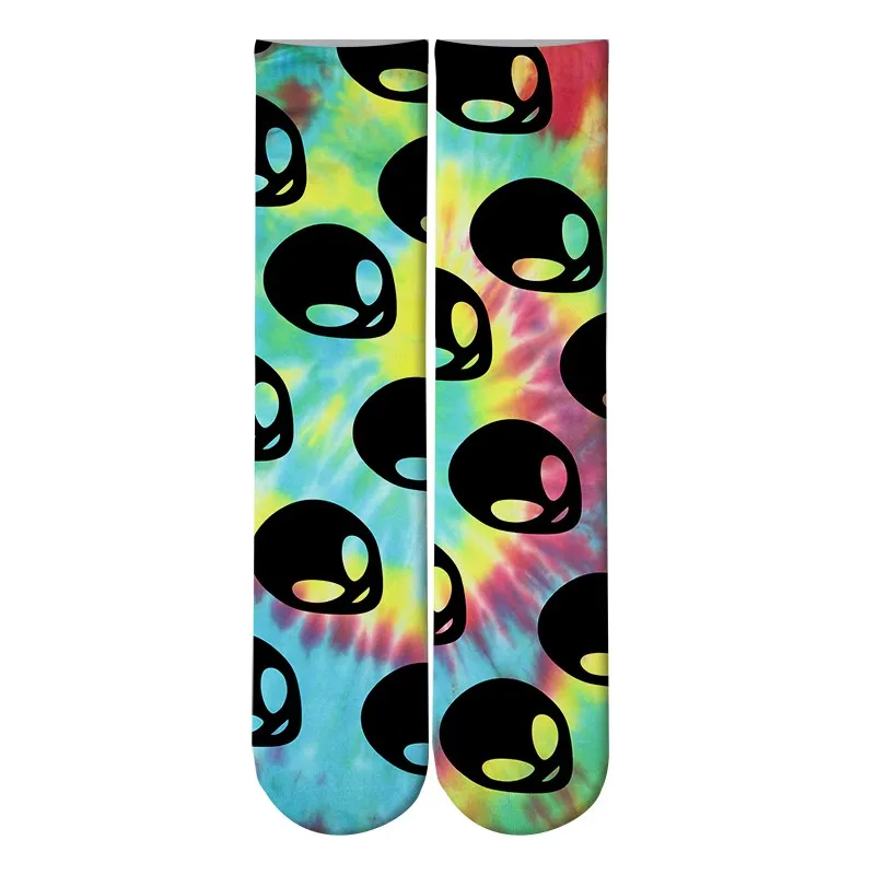 Colorful Tie-dyed Skateboarding Women Tube Socks Long Fashion Men And Women Straight Socks Couples Sport Cotton Stockings