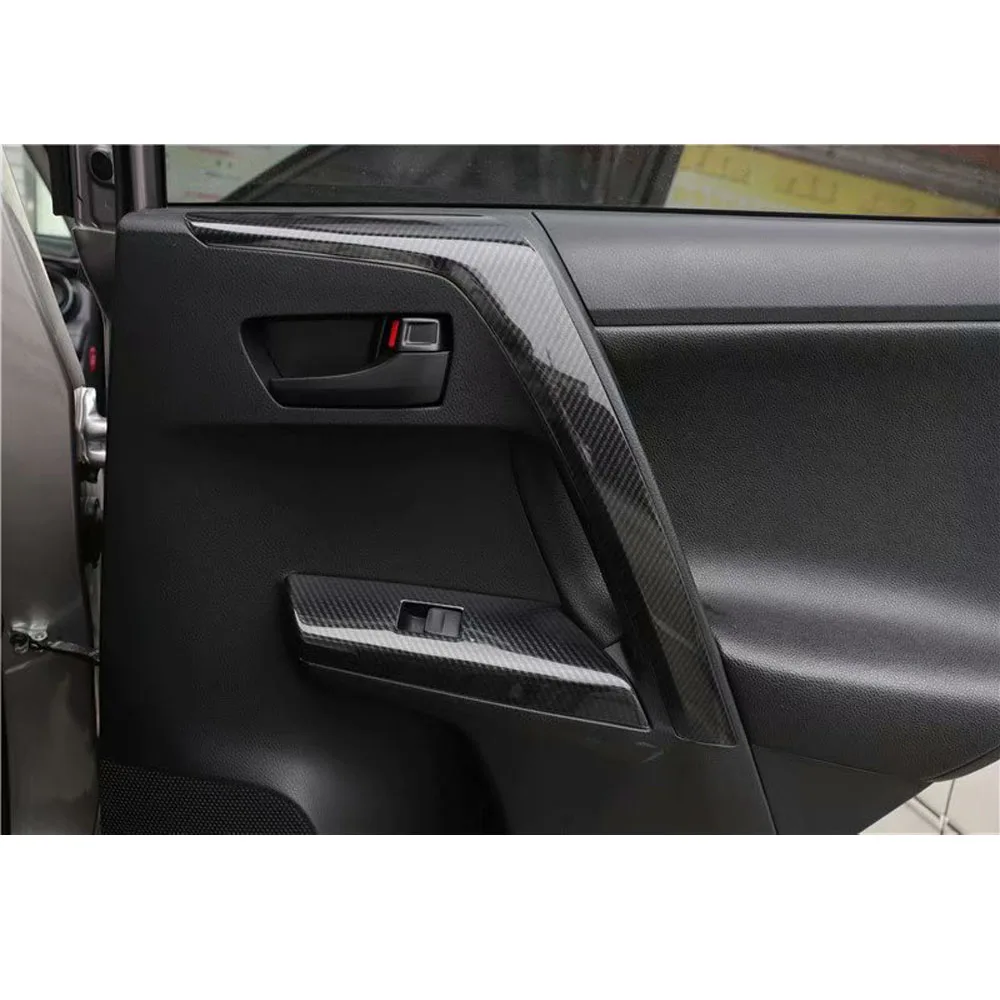 4Pcs Car Interior Door Armrest Decoration Strips Trim Styling For Toyota RAV4 2013-2019 Auto Moldings Accessory