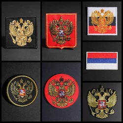 High Quality Eagle National Flag Embroidery Patches 3D Badge Patch Military Armband Backside Tactical Patches Russia Appliques