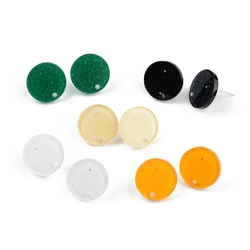 20PCS925 Silver Needle Earrings, Colorful Round Shining Acrylic Cartilage Eartip Perforation, Handmade DIY Accessory