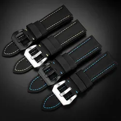 For Panerai PAM441/01661 wristband 22mm 24mm 26mm Leather Sport Watchband Black Blue Watch Strap Accessories Bracelets BANDS