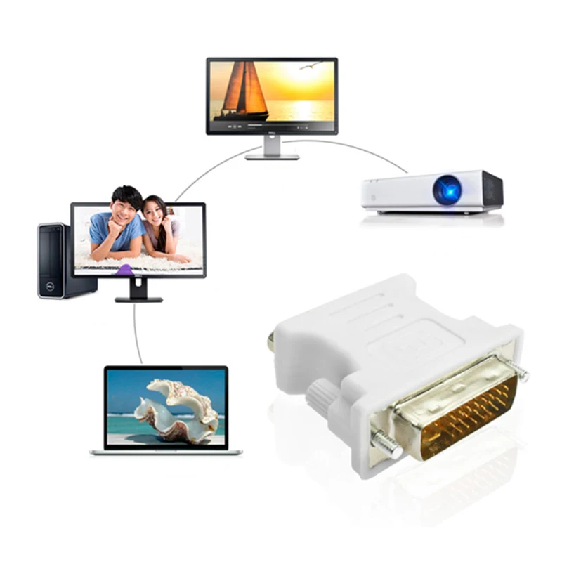 1080P DVI i 24+5 to VGA Cable Male Female Converter Video Adapter Switch Connector for HDTV PC Projector Monitor Display