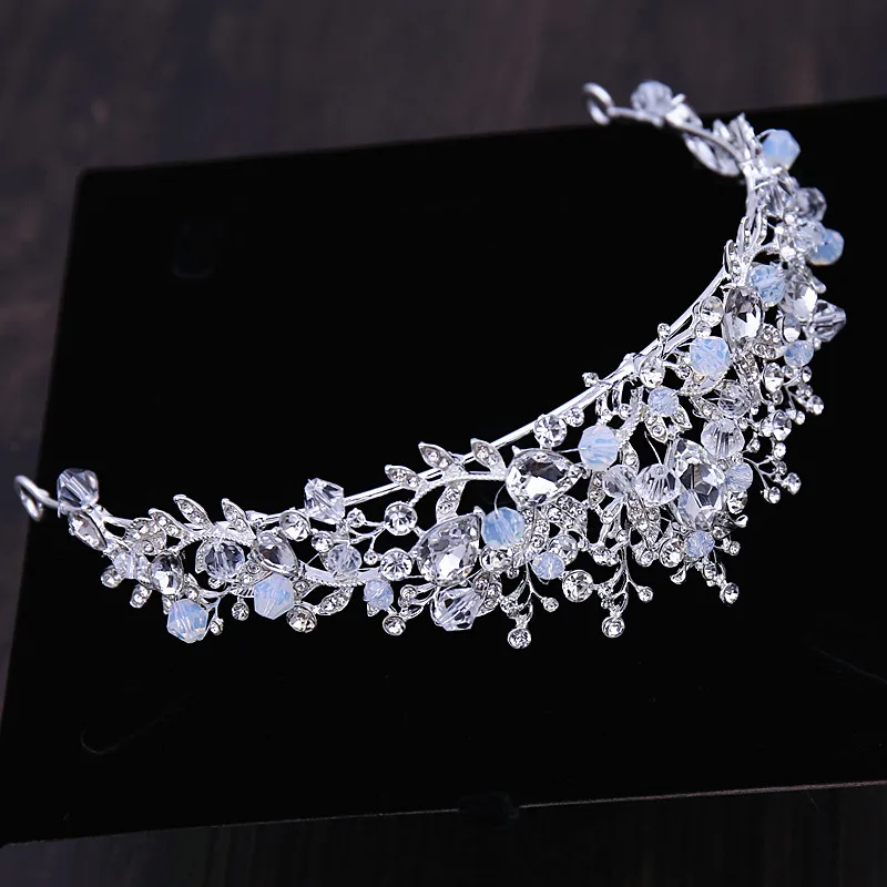 Luxury Crystal Heart Wedding Jewelry Sets Rhinestone Crown Tiara Choker Necklace Earrings Bridal Dubai African Beads Jewelry Set