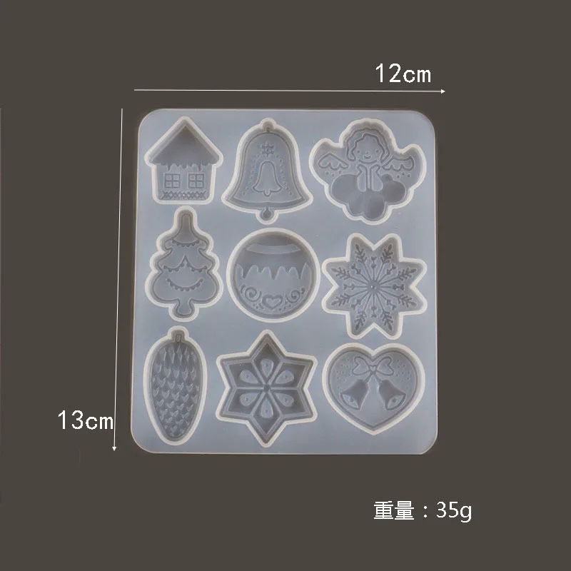 Moule en Silicone cristal pour pendentif de neige, pour arbre de noël, étiquette de porte-clés en résine transparente, pour la fabrication de bijoux