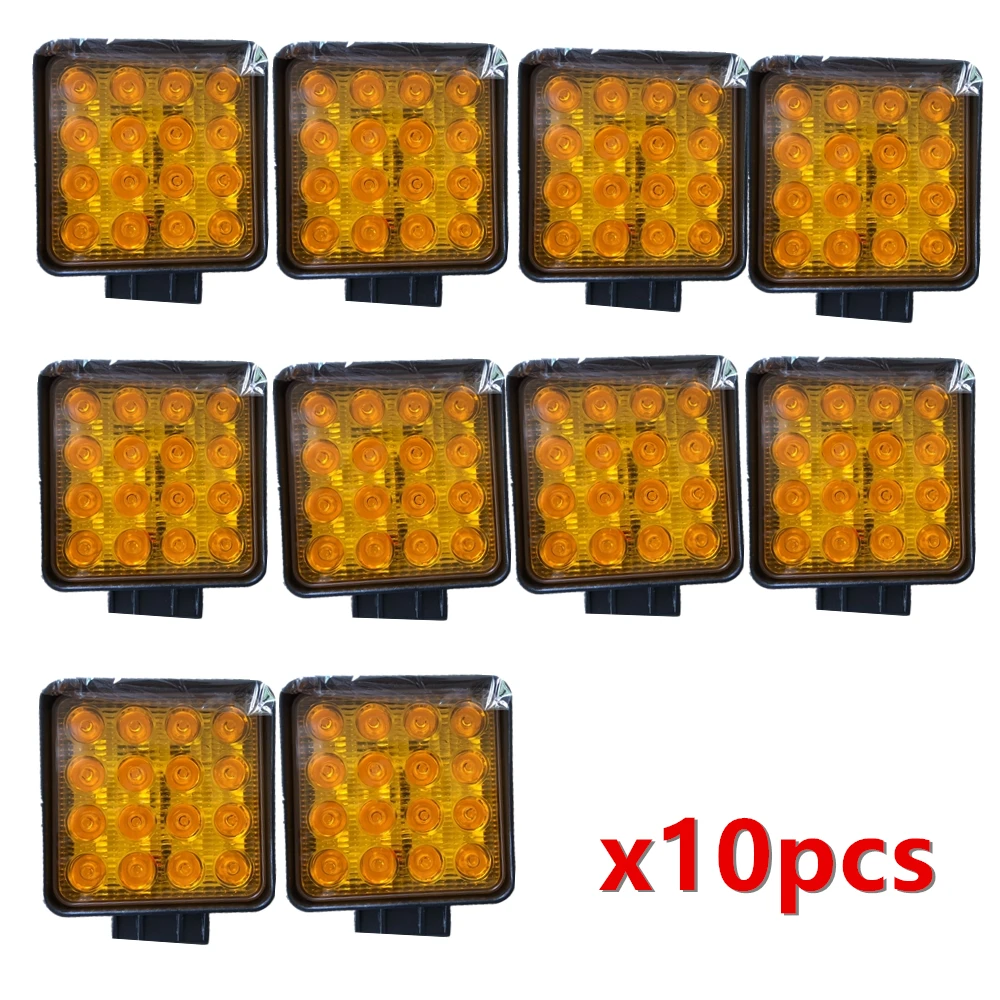 

10pcs Amber 4 inch 48W Square LED Work Light Amber Spotlight Floodlight For 4x4 Offroad ATV UTV Truck Tractor Motorcycle lights