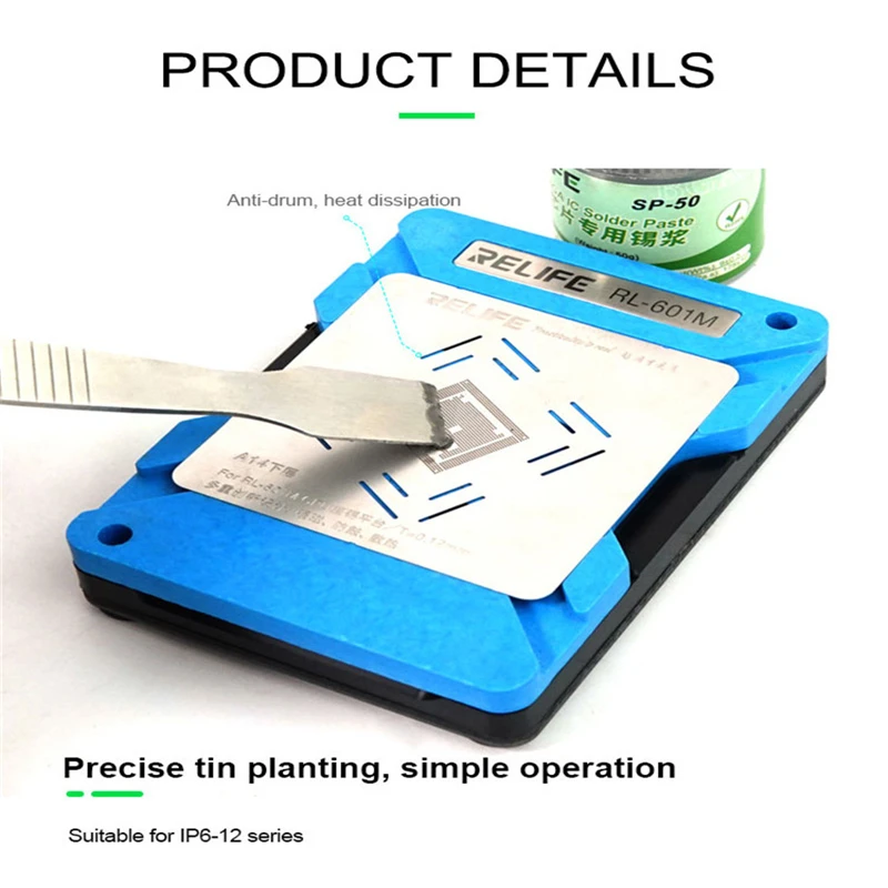 DIYFIX RL-601M 7 في 1 رقاقة وحدة المعالجة المركزية لتحديد المواقع القصدير زرع عدة آيفون 6-12 برو ماكس IC رقاقة زرع القصدير قالب تركيبات