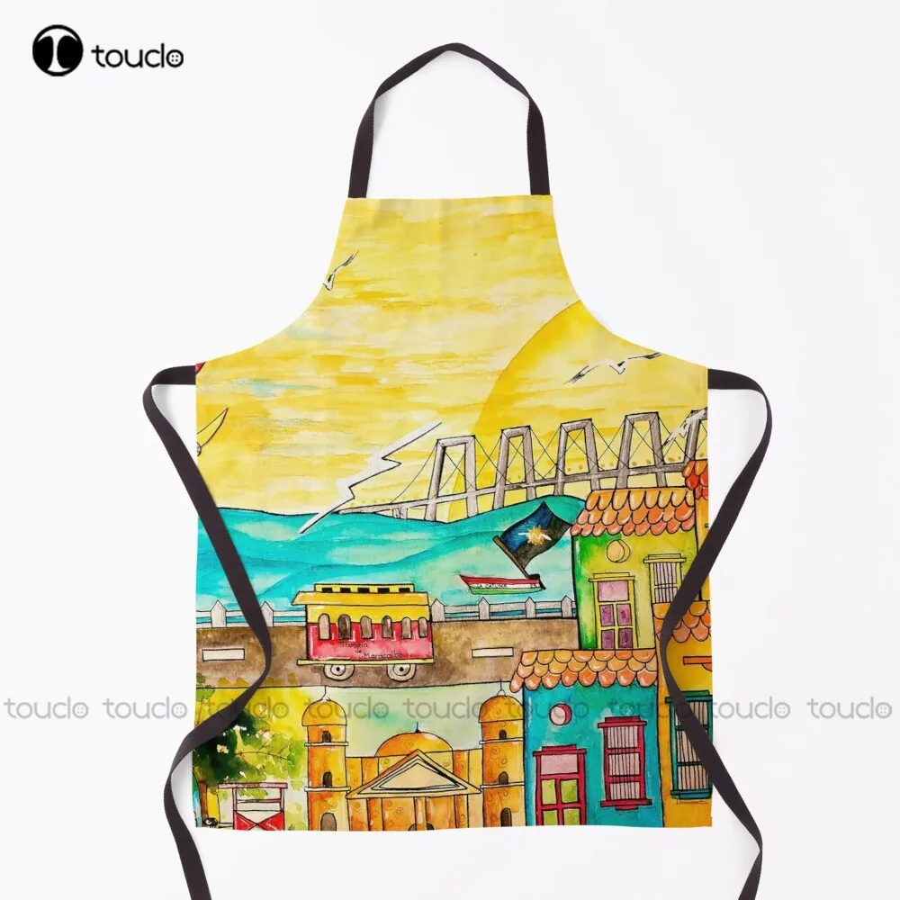 Maracaibo Illustration Apron Aprons  Cute Personalized Custom Cooking Aprons Garden Kitchen Household Cleaning New