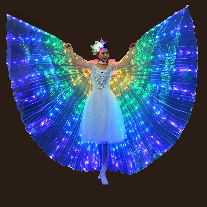 

Belly Dance Led Isis Wings with Adjustable Sticks Accessories Stage Performance Props Shining White Led Wings 360 Degrees