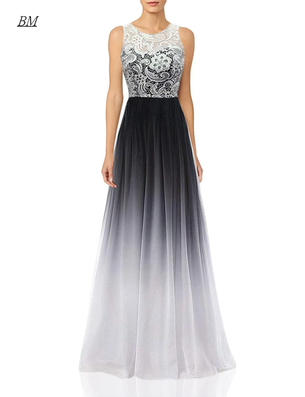 2020 Kant Kralen Ombre Gradiënt Prom Dresses Scoop Lange Chiffon Avondjurk Bruidsmeisje Party Gown Vestidos Robes De Soiree