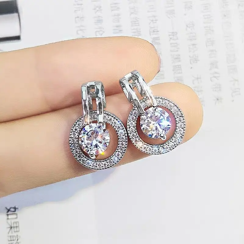 Elegant AAA Cubic Zircon Earrings Women's Classic Round Crystal Earrings Elegant Princess Women's Wedding Jewelry