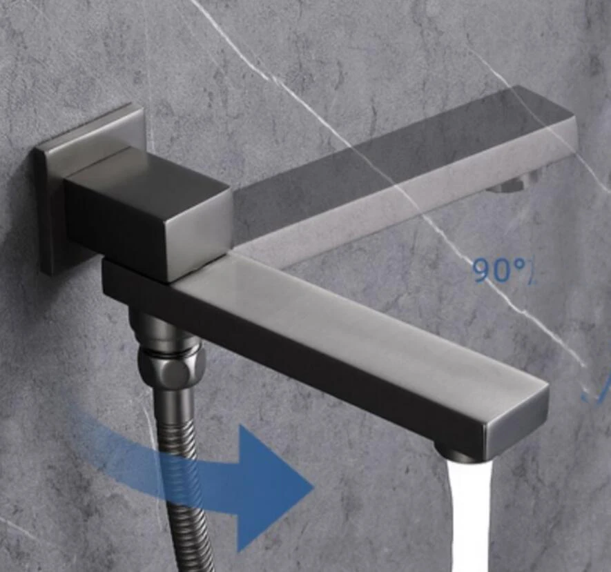 Imagem -03 - Torneira de Cachoeira de Parede Bico de Ouro Escovado ou Preto Bico de Latão Quadrado Acessórios de Torneira de Chuveiro Bico Cromado