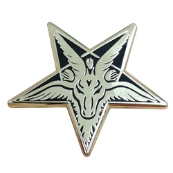 Baphomet koza głowa emalia pin satanistyczny pentagram okultystyczny wicca gotycka zła biżuteria