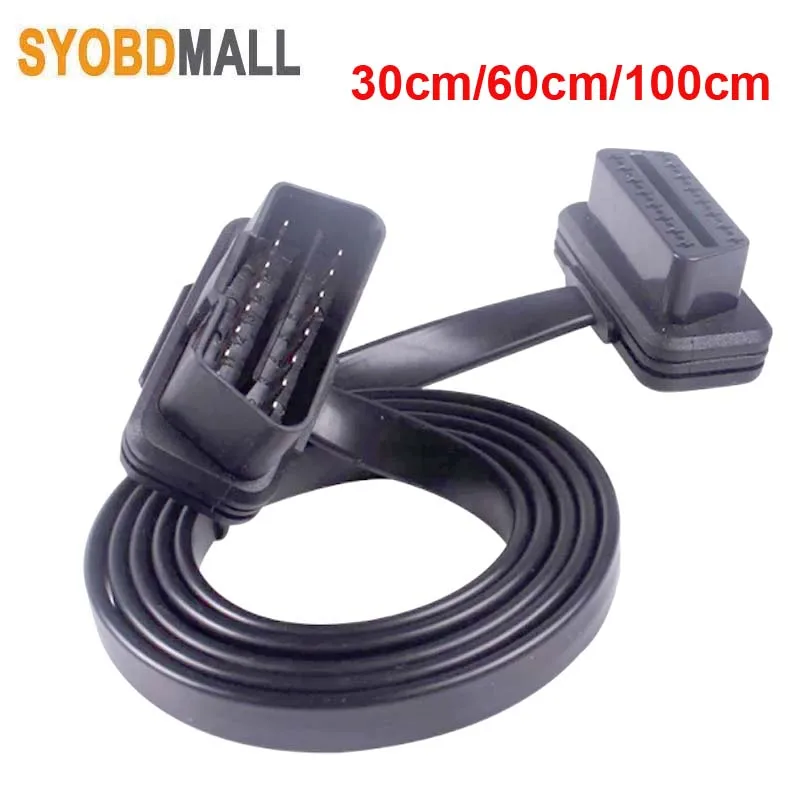 30/60/100CM Elbow Noodle Cable 16 Pin OBD2 Extension Cable For Audi/Fiat Etc Car OBD 16Pin Male To Female OBDII Connector