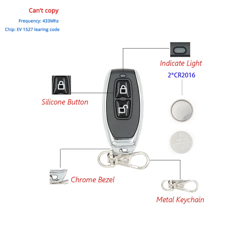 433 ميجا هرتز العالمي اللاسلكية RF التحكم عن بعد تشغيل/إيقاف الارسال لا استنساخ ل بوابة جراج الباب لمبة مصباح DIY بها بنفسك مفتاح فوب تحكم