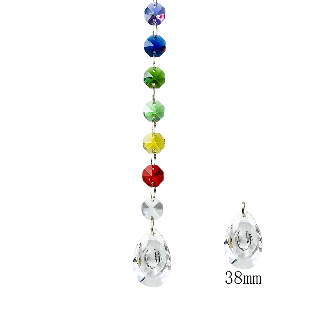 Chakra Crystal Suncatcher Hanging Garland Strands Rainbow Maker Prisms Chandelier Crystals Colorful Beads Pendant Home Decor