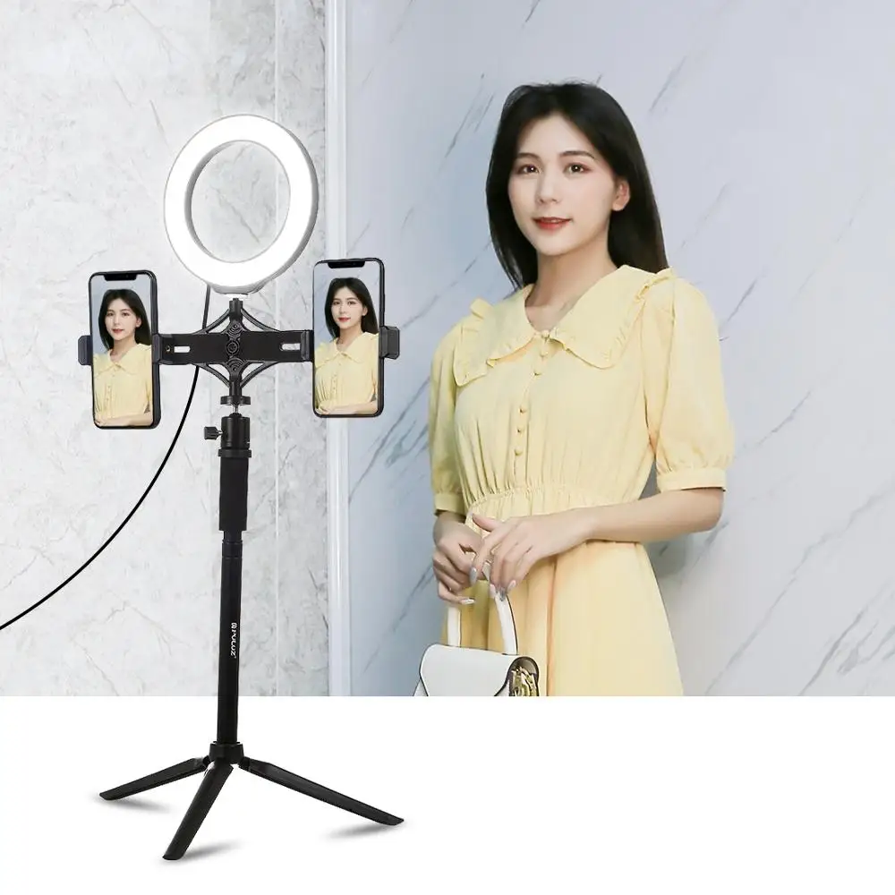 PULUZ Professional Tripode DSLR 1/4' Screw Aluminum Alloy Handheld Adjustable Tripod Mount Monopod Extension Central Shaft Rod