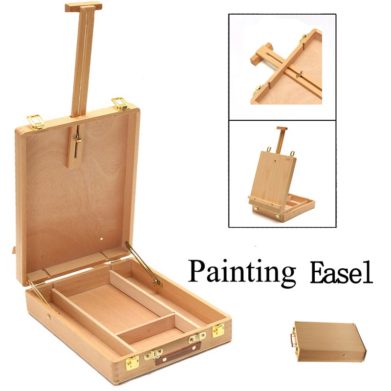 GATYZTORY Painting by number Tool Easel Multifunctional Painting Artist Easel Paint Supply Wood Table Retractable Box Board