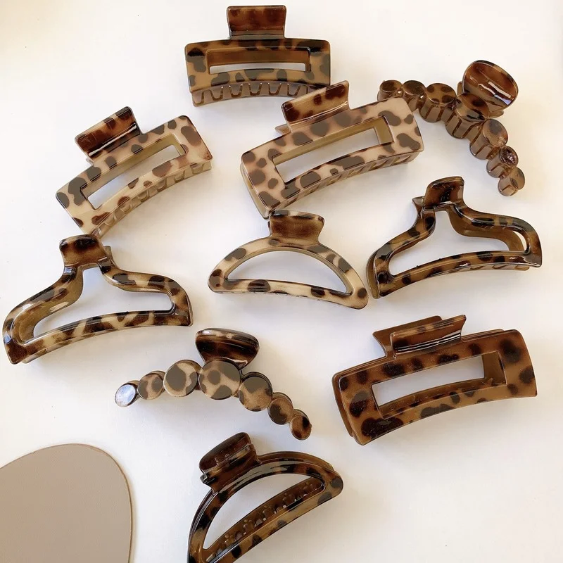 Francuski retro leopard shark klip krzyż klip chwytający klip do kąpieli powrót klips do włosów elegancki talerz szpilka temperament kobieta