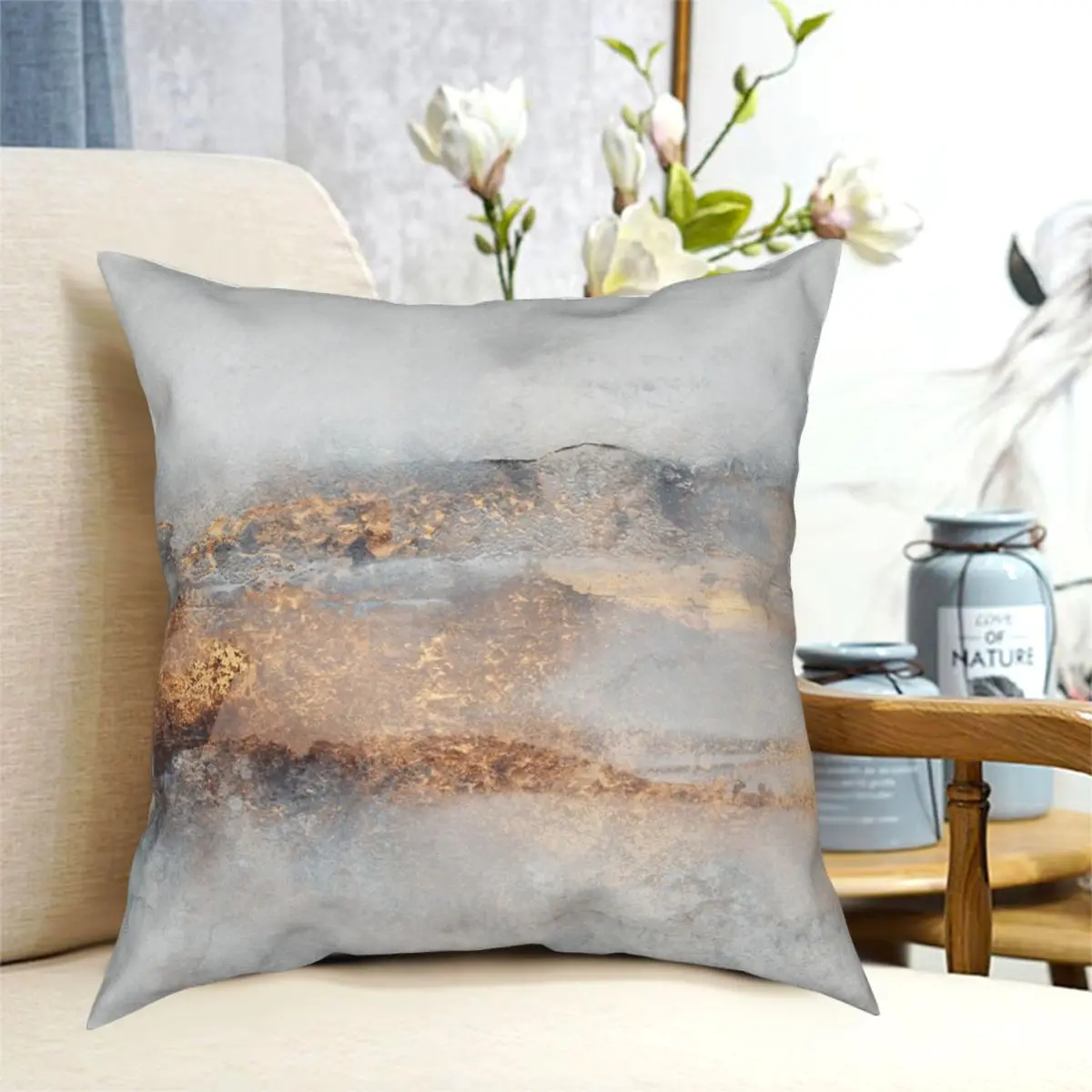 Fog Square Pillowcase Polyester Pattern Zip Decorative Sofa Seater Cushion Cover