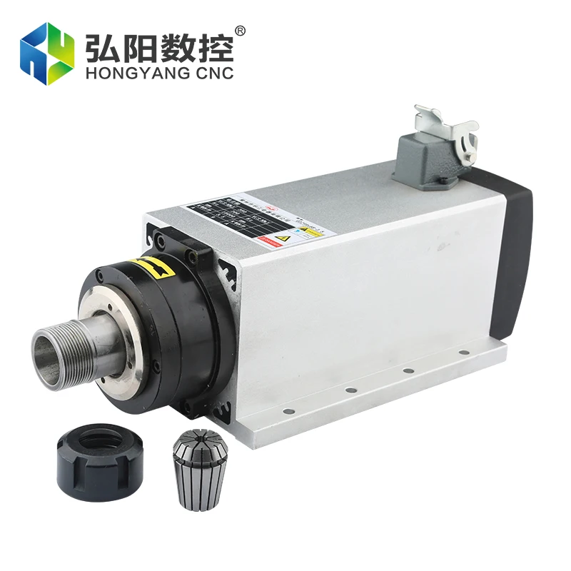 Square 3.5KW Air-Cooled Spindle Motor ER25 9.0A 18000rpm 220V 380VCNC Milling Machine Engraving Flange Mounting Motor