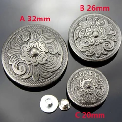 Antique Alloy Embosed Flowers Round Shield Purse Buckle For Wallet Belt Bag Jeans Phone Case Dog Collar DIY Craft Accessories