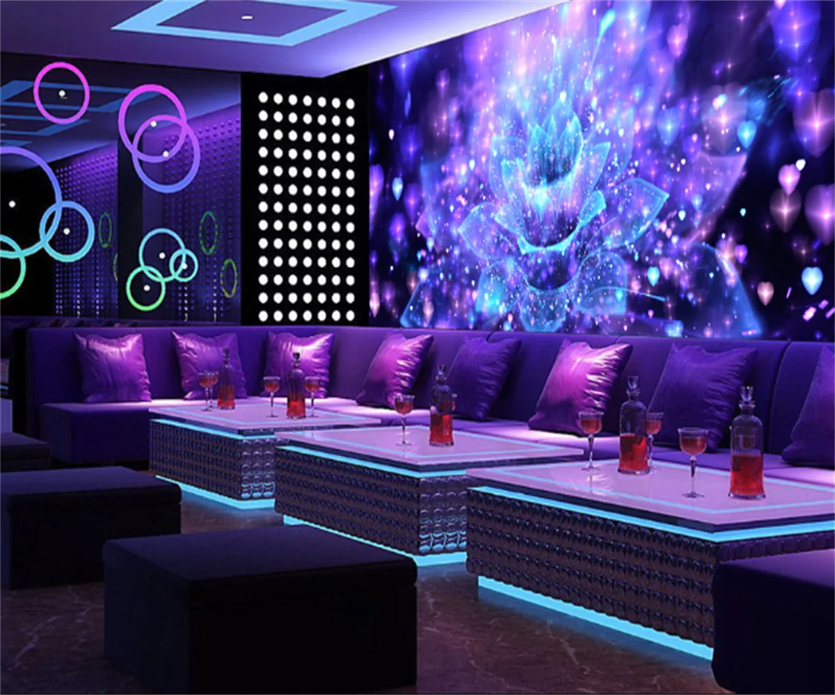 

European and American cool nightclub flower bar KTV tooling background wallpaper 3D tooling custom mural photo wall painting