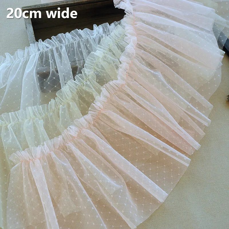 

Trend DIY Widen Mesh Yarn Embroidered Dot Tulle Lace Fabric For Women's Children's Clothes Fluffy Skirt Bottoms Trim Accessories