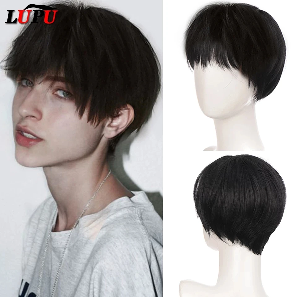 LUPU Short Synthetic Hair Wigs Black Blonde Handsome Boy Cosplay Wig Natural Fake False Hair High Temperature Fiber